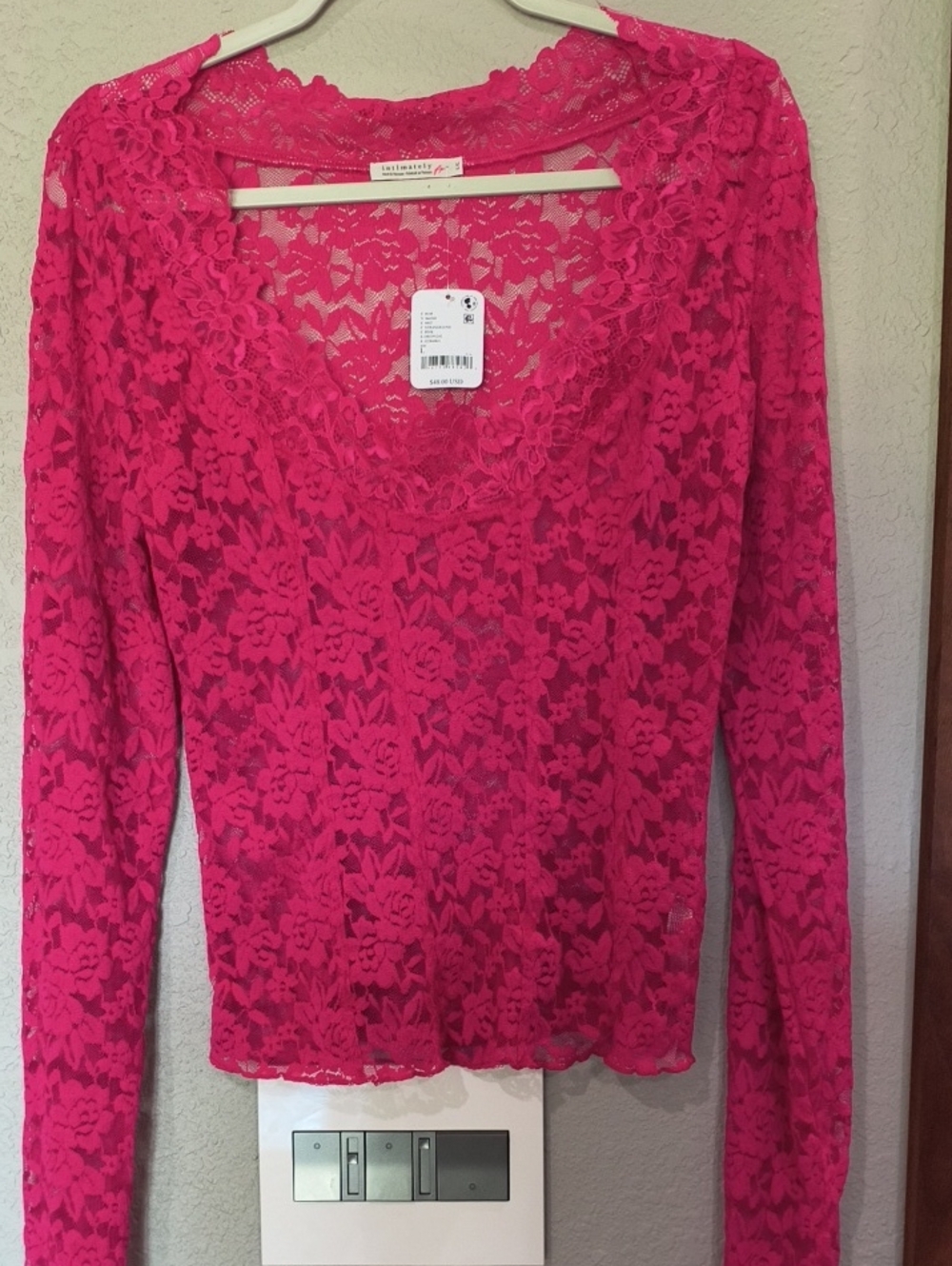 New Free People All Night Lace Long Sleeve